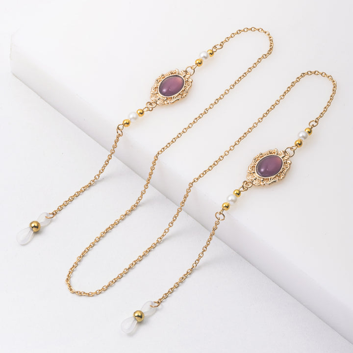 Elegante Brillen Kette mit dekorativen Edelsteinen Karnz