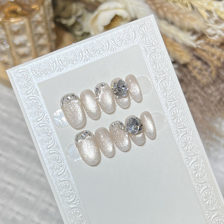 Luxus Edelstein Verzierten Press-On Nail Art Karnz