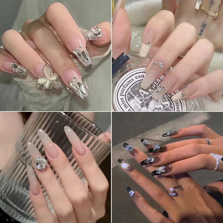 Blumeninspiriertes elegantes Nageldesign zum Aufkleben Karnz