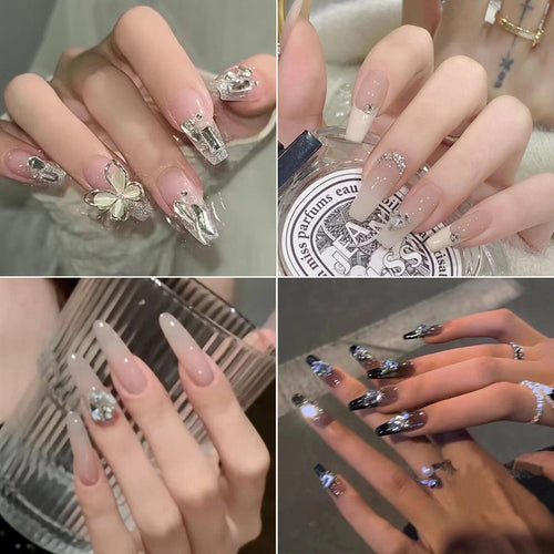 Blumeninspiriertes elegantes Nageldesign zum Aufkleben Karnz