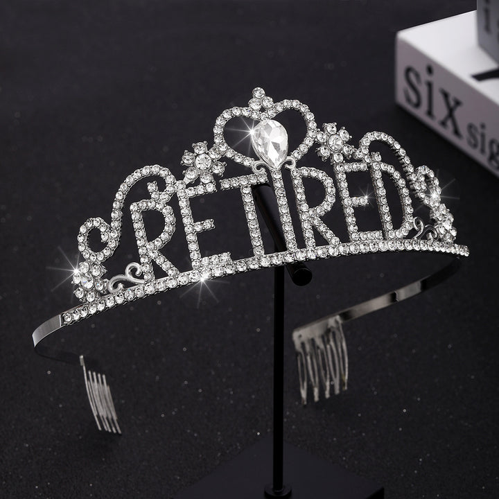 Damen Festliche Tiara mit Aufschrift und Satin-Schärpe Karnz