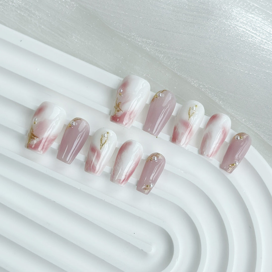 Künstlerisches Marmor-Effekt Press-On Nagelset