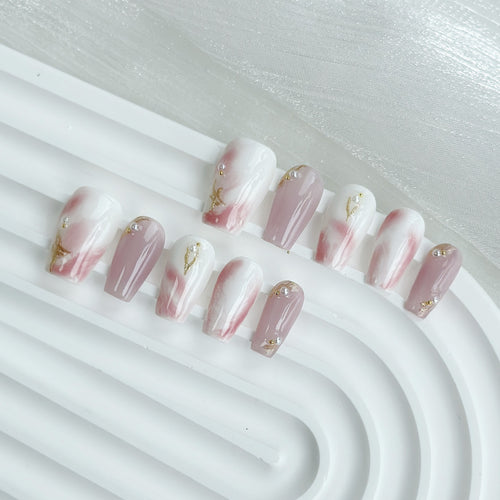 Künstlerisches Marmor-Effekt Press-On Nagelset