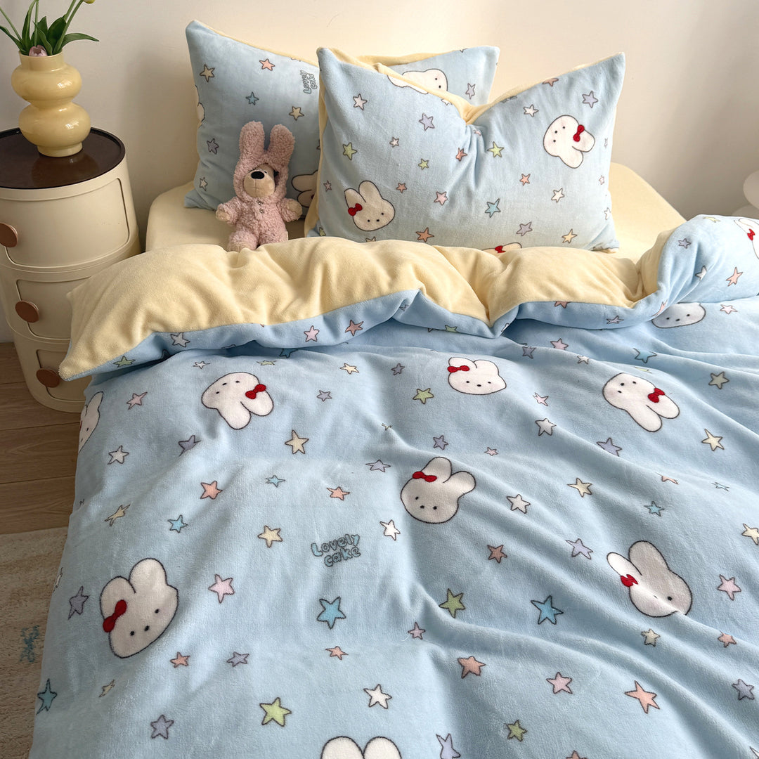 Cartoon-Themen Fleece Bettbezug Set