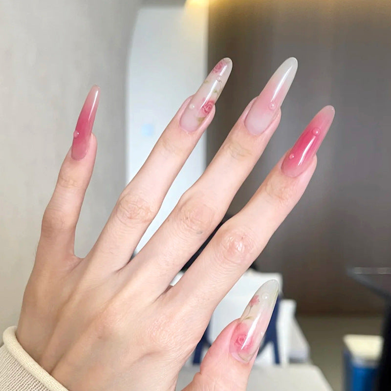 Elegante florale Press-On Nagelverlängerungen Karnz