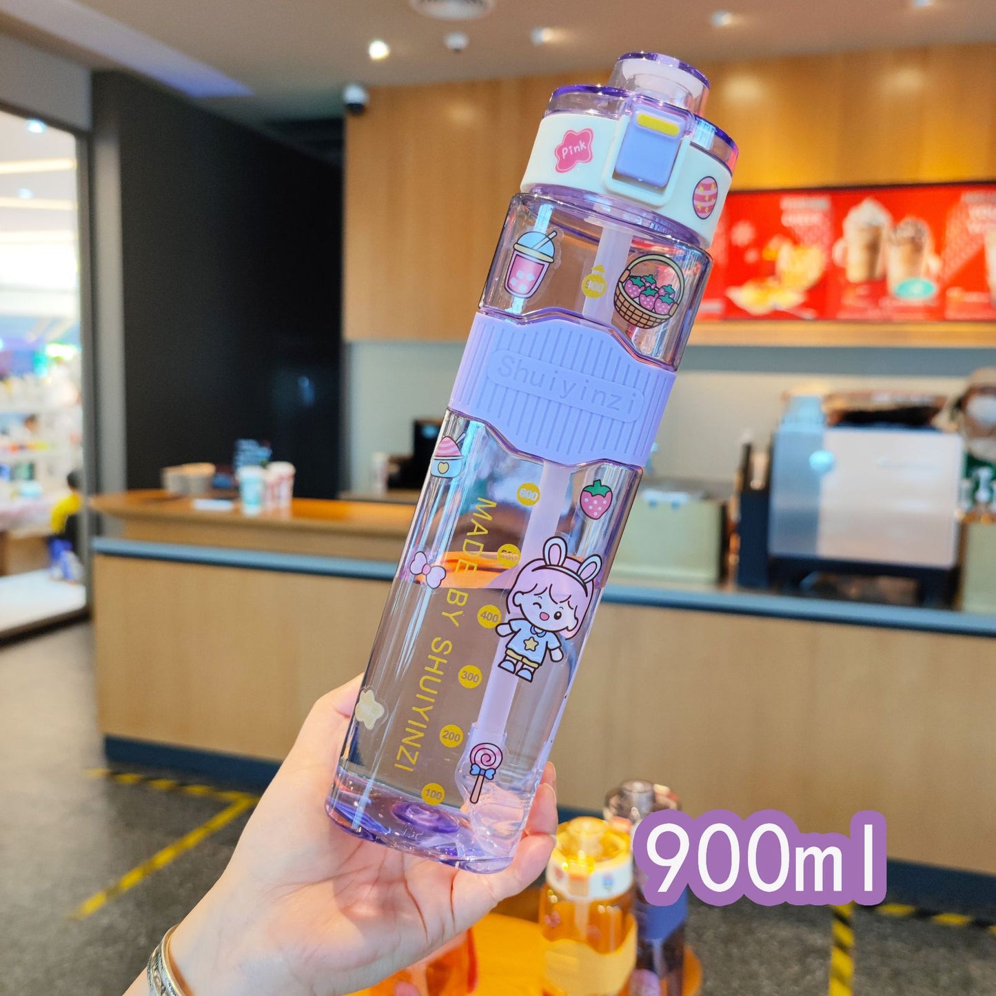 Damen kreative Trinkflasche mit innovativem Sichtfenster und Motivationsmarkierungen Karnz
