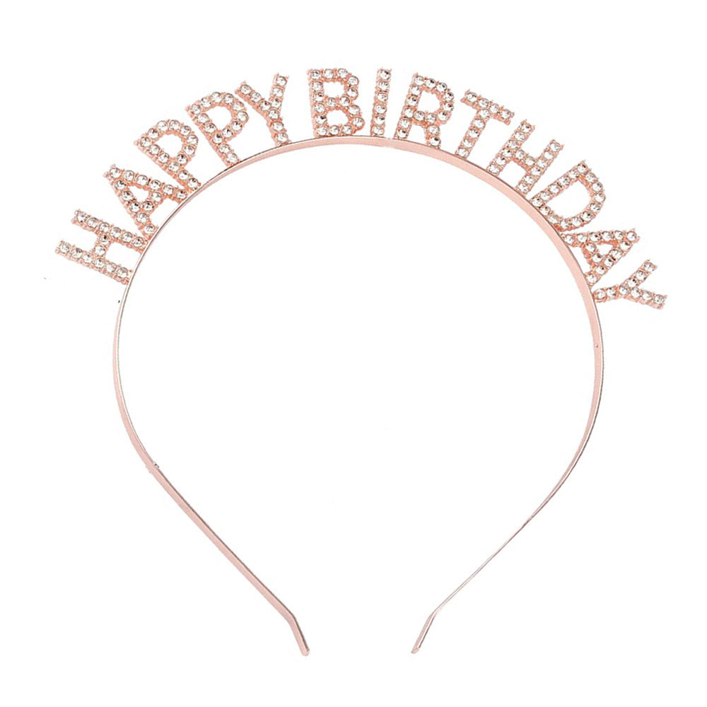 Damen Glitzernder Haarreif mit "Happy Birthday" Aufschrift Karnz