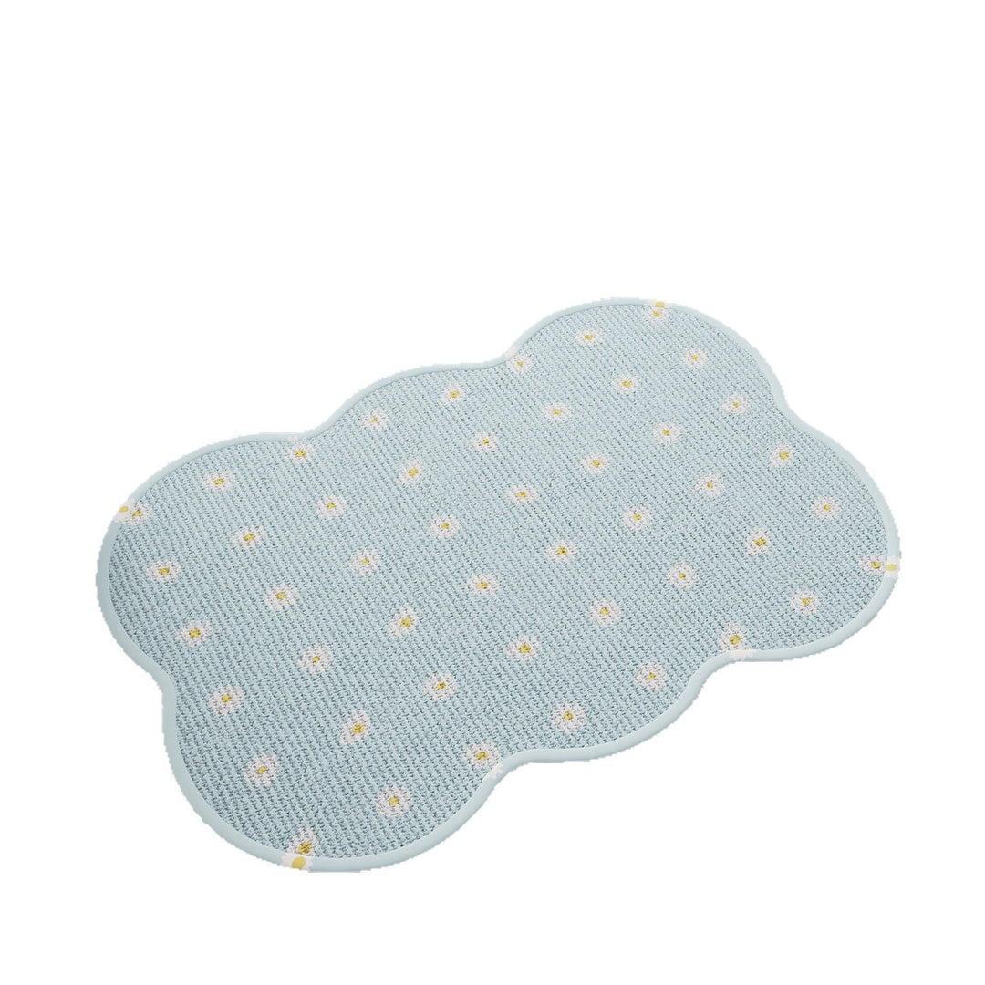 Cloud-Shaped Low-Pile Decorative Absorbent Bath and Entry Rug with Raised Floral Tuft Dots