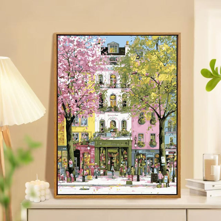 Charmante Frühlingsmarkt Landschaft Wandkunst Karnz
