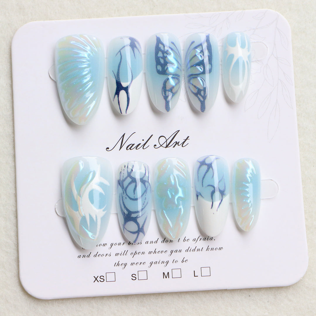 Dekoratives Press-On Nagelkunstset mit ozeanischen Designs Karnz
