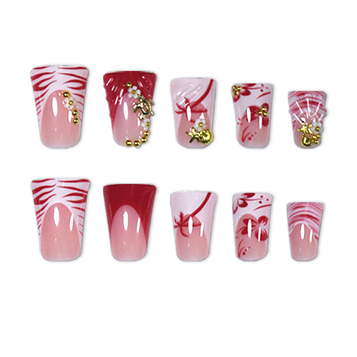 Premium 3D Floral Stiletto Press-On Nails Karnz