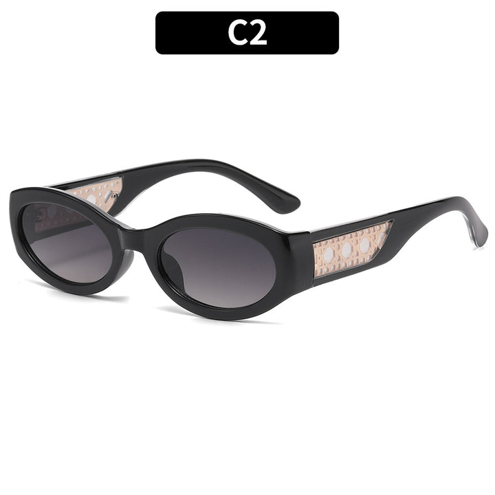 Modische Retro Ovalrahmen-Sonnenbrille