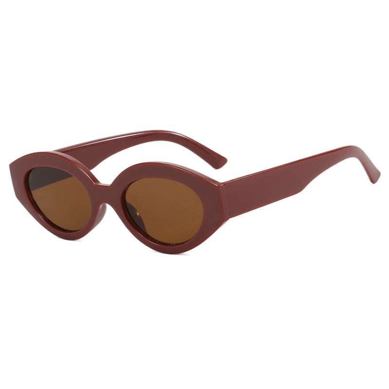 Damen trendige Katzenaugen-Sonnenbrille mit animalischem Muster Karnz