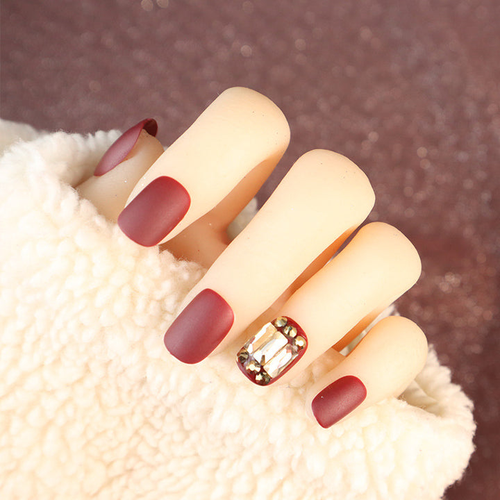 Premium Matte Press-On Nagelset mit Kristallakzenten Karnz