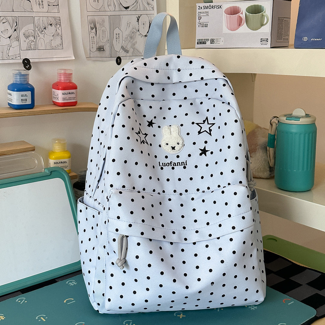 Polka Dot Rucksack mit süßen Figurenakzenten Karnz