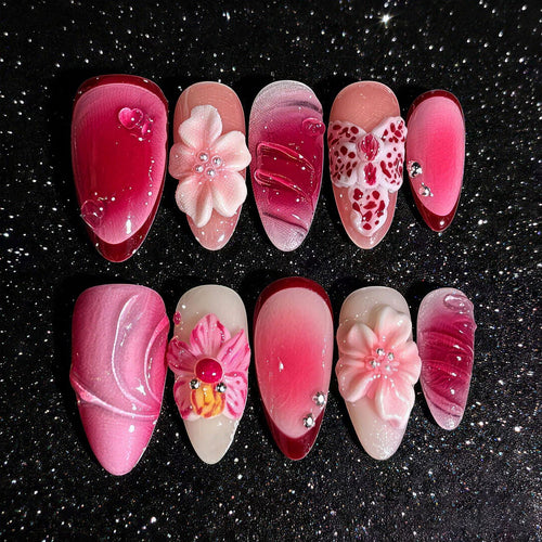 Künstlerisches Blumendesign Press-On Nägel