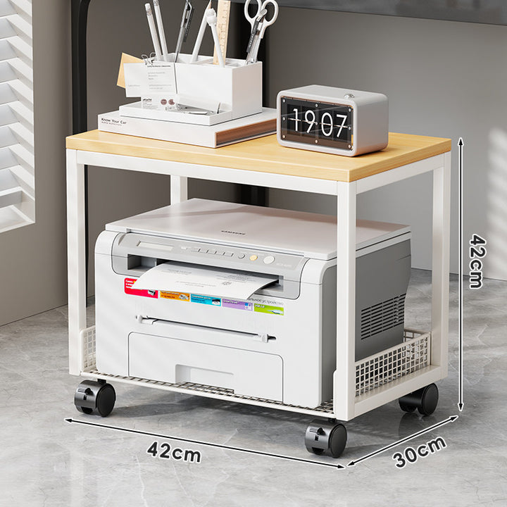 Kompakter Dual-Tier-Druckerständer mit Mesh-Speicherregalen