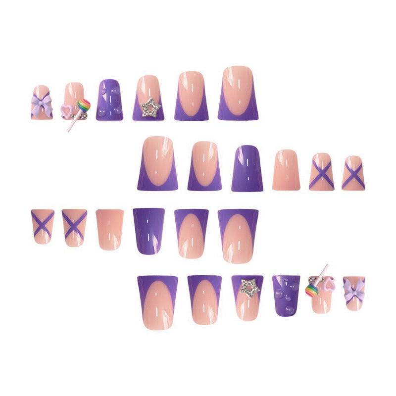 Verspieltes Glitzerndes Press-On Nagelkunst-Set Karnz