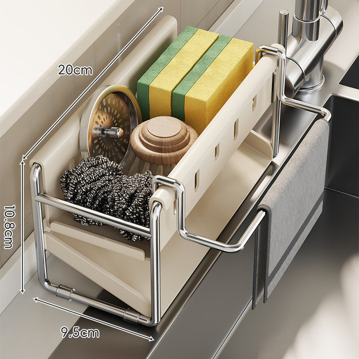 Edelstahl ablaßbarer Spülbecken Caddy Organizer für Schwämme Bürsten und Scheuerschwämme