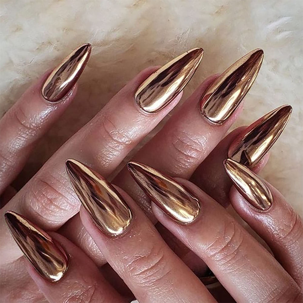 Metallic Stiletto Press-On Nails Karnz