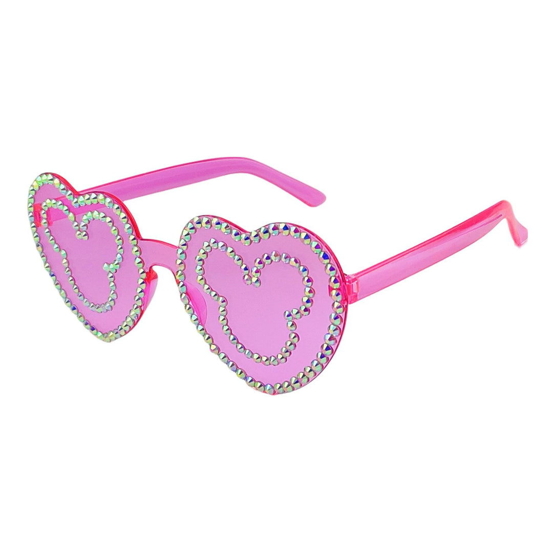 Damen Herzförmige Sonnenbrille mit funkelndem Strassmuster Karnz
