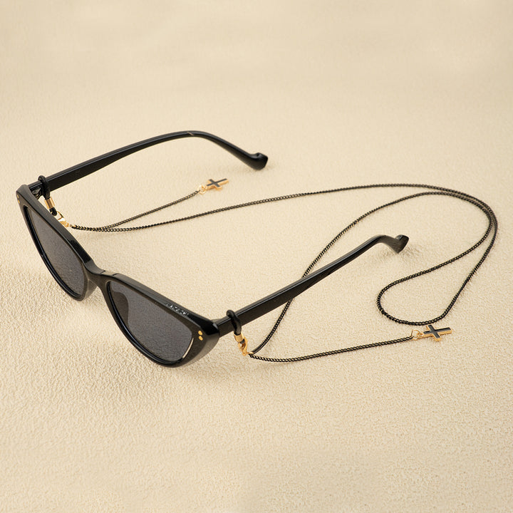 Stylische Perlen Kreuz Anhänger Brille Kette Karnz
