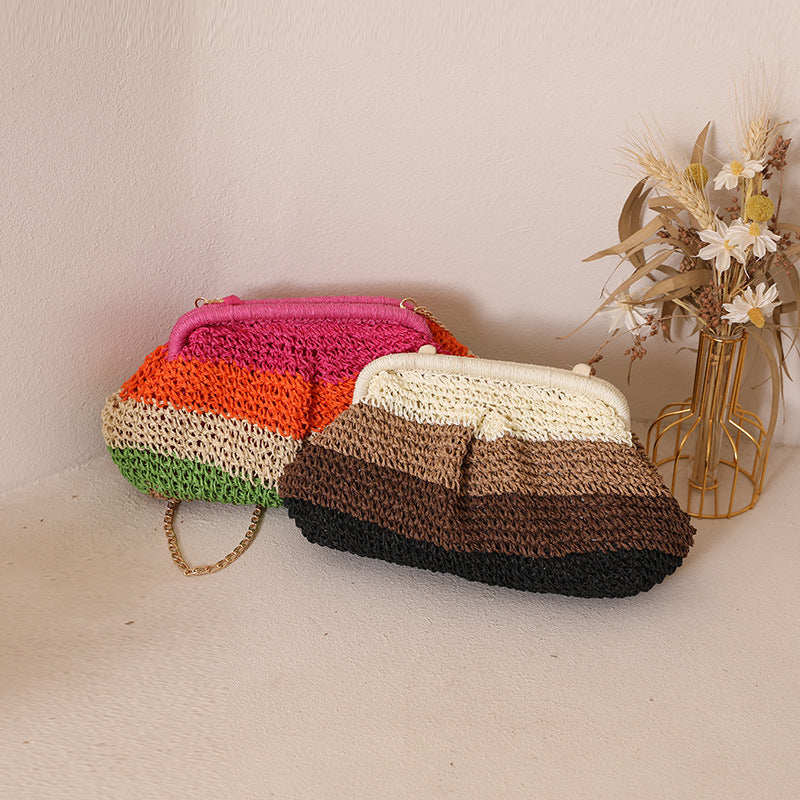 Damen Handgefertigte Clutch-Tasche mit hochwertigem Makramee Karnz