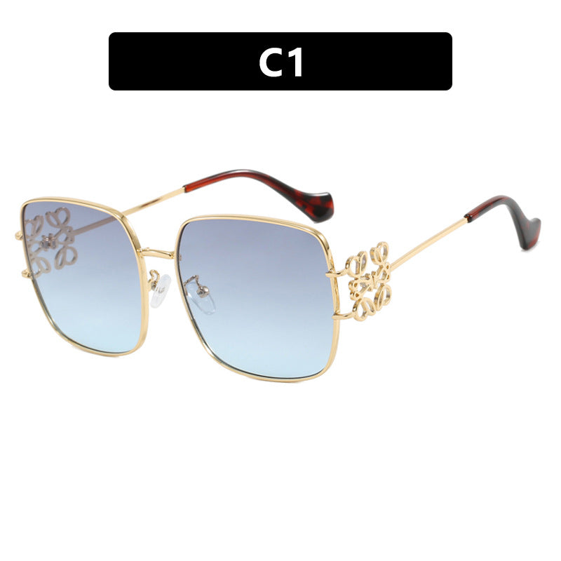 Damen quadratische Sonnenbrille mit filigranem Design und luxuriösem Metallrahmen Karnz