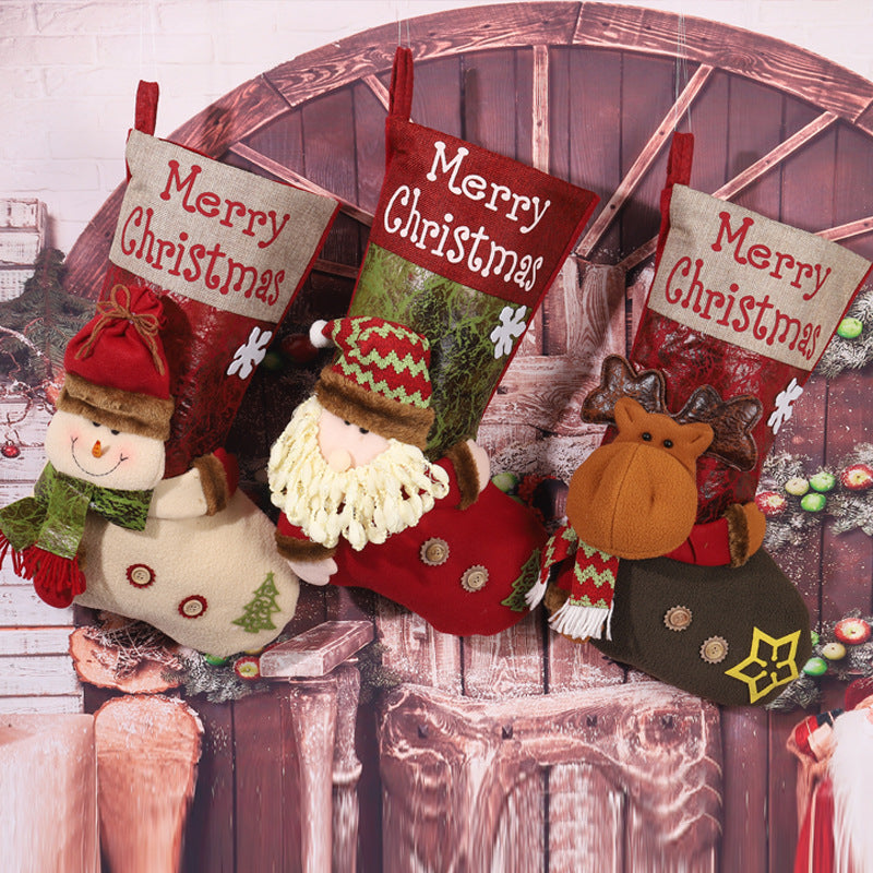 Niedlicher Weihnachtsstrumpf mit Schneemann-Motiv Karnz