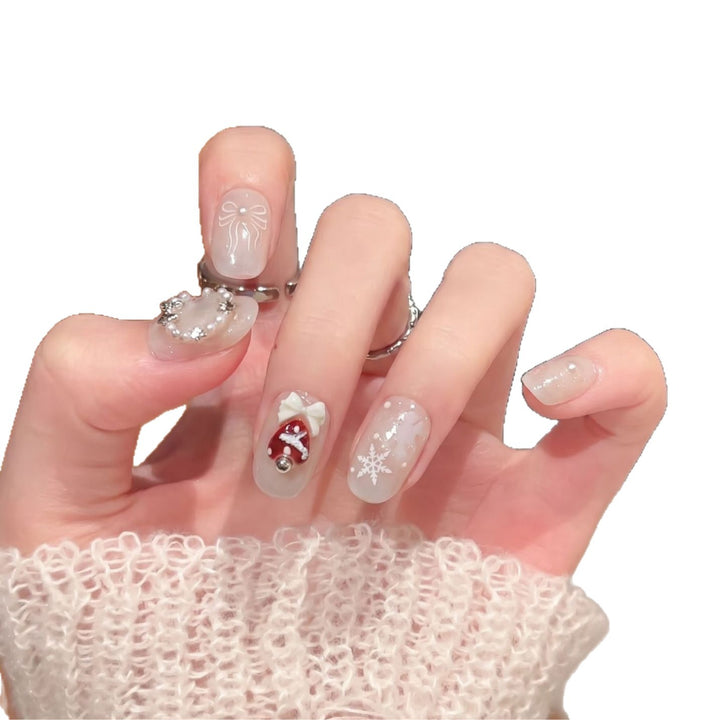 Künstlerisches winterliches Press-On-Nagelset Karnz