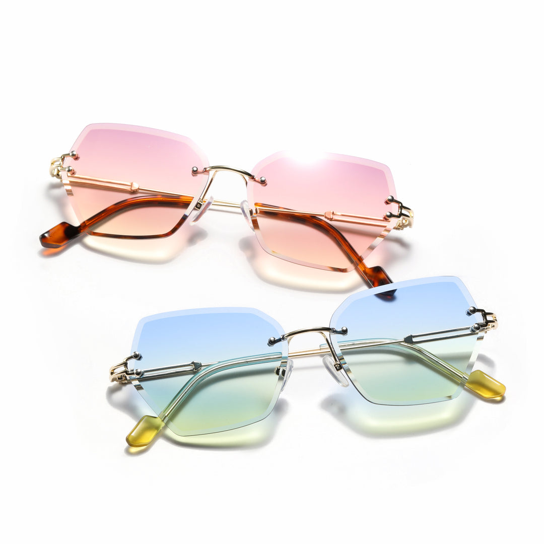 Damen moderne Sonnenbrille mit stilvollem sechseckigem Rahmen Karnz