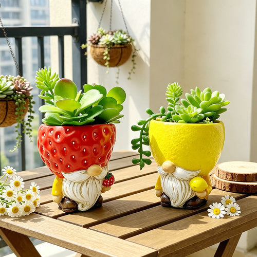 Originelle Blumentopffigur mit Zwergmotiv Karnz