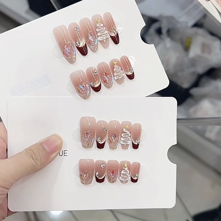 Winter-Themen Künstlerische Press-On Nagelset Karnz
