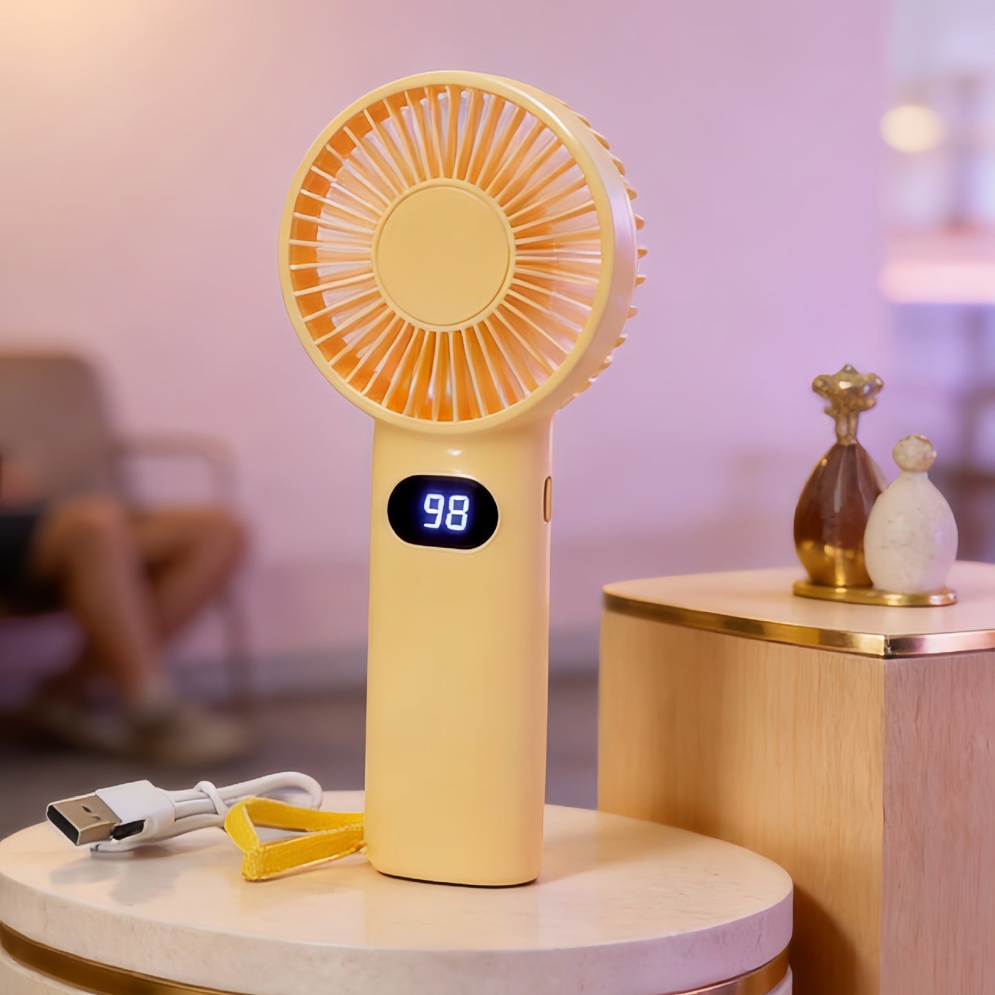 Damen Tragbarer Mini-Handventilator mit LCD-Anzeige Karnz