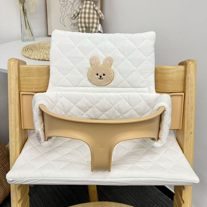 Polster-Set für Hochstuhl für Babys mit abnehmbarem Teddy-Applikation
