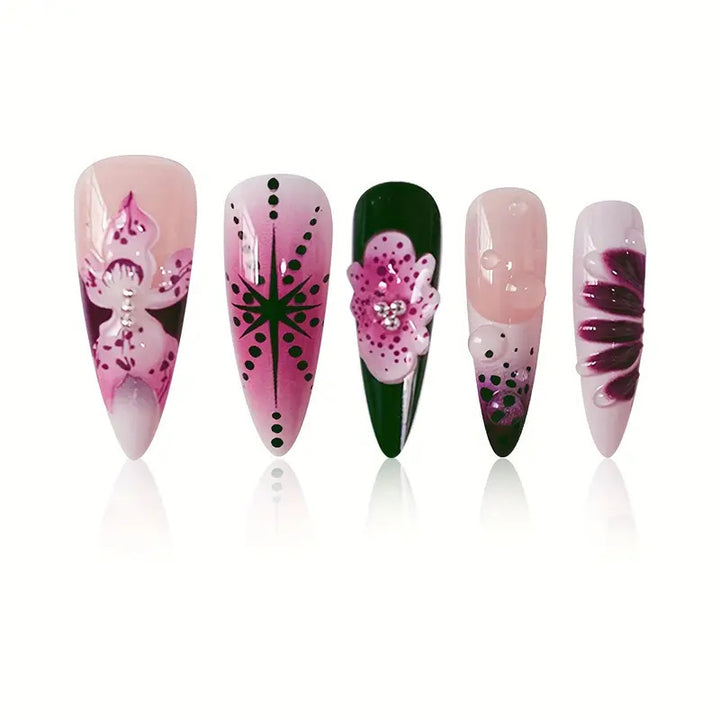 Premium Dekorative Stiletto Press-On Nagelkunst Karnz