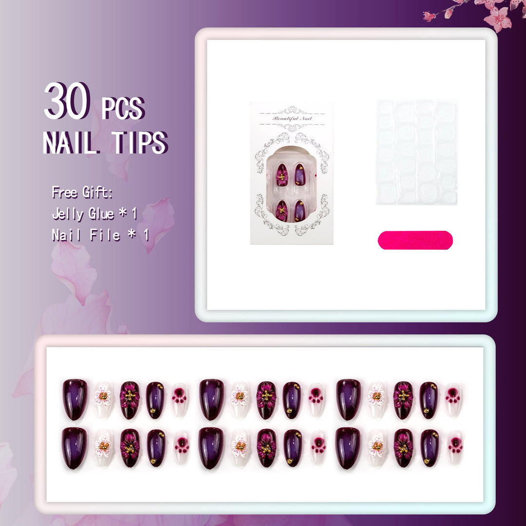 Elegantes blumeninspiriertes Aufklebenägel-Set