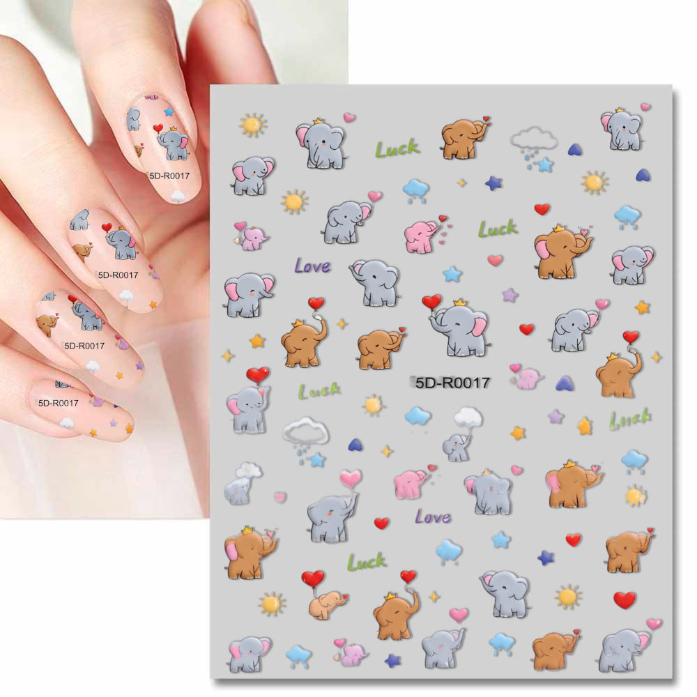 Niedliche Elefant Nagelkunst Aufkleber