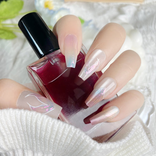 Iridescent Floral Design Press-On Nail Set
