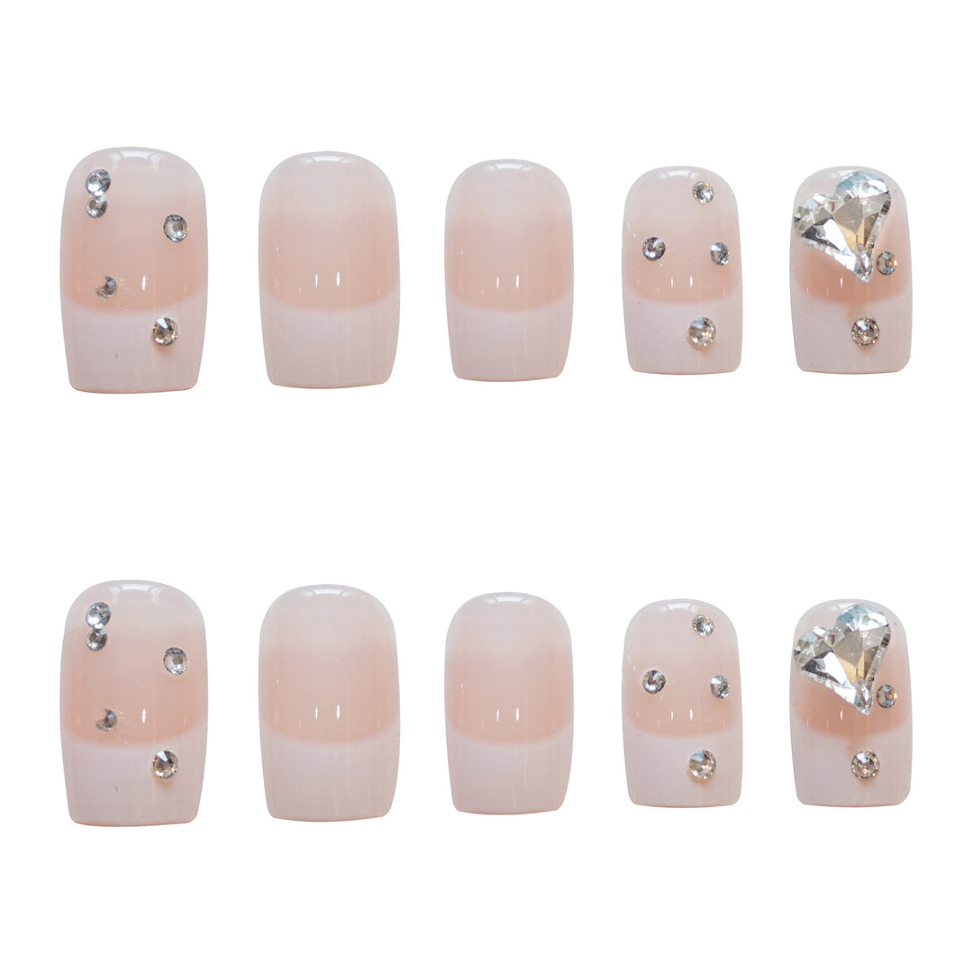 Elegantes Strass-Akzent Press-On Nagelset
