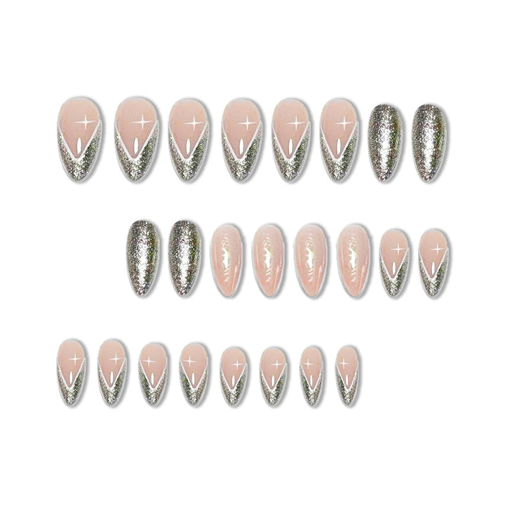 Elegante Stiletto Glitzer Nagelverlängerungen Karnz