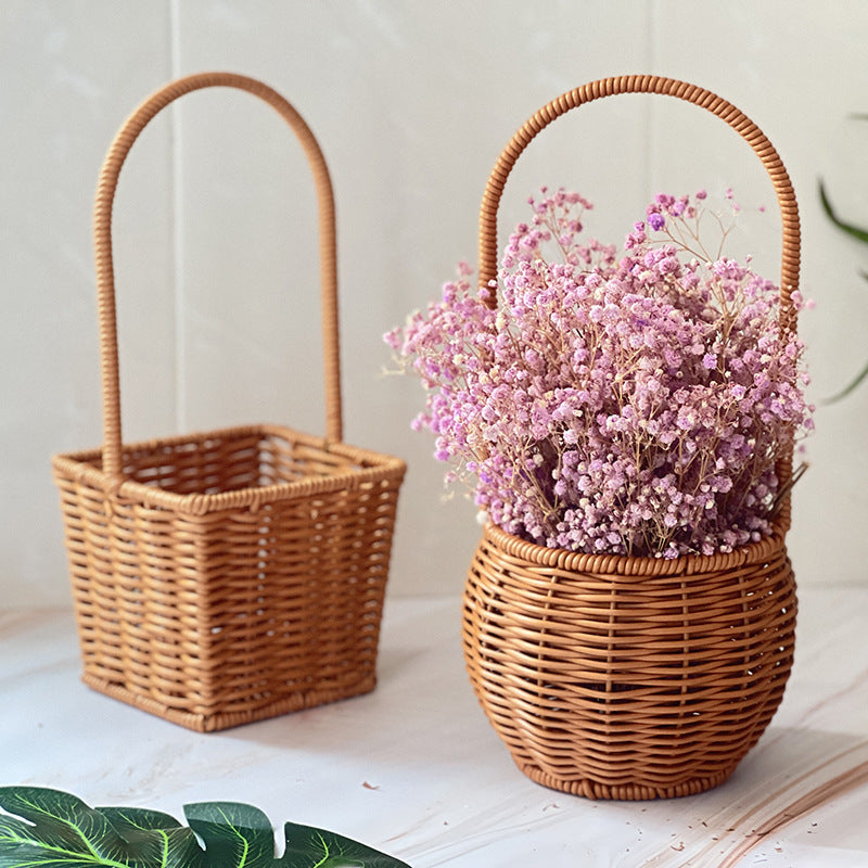 Handgefertigter Rattan Aufbewahrungskorb mit Griff Karnz