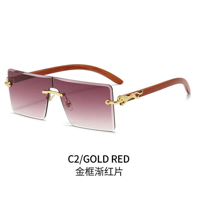 Damen oversized modische Sonnenbrille mit luxuriösen Holz- und Metallelementen Karnz