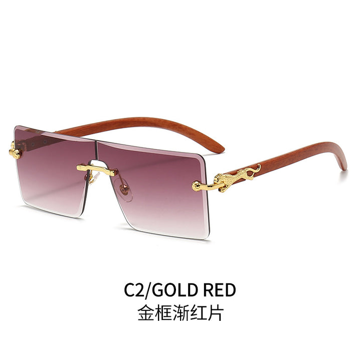 Damen oversized modische Sonnenbrille mit luxuriösen Holz- und Metallelementen Karnz