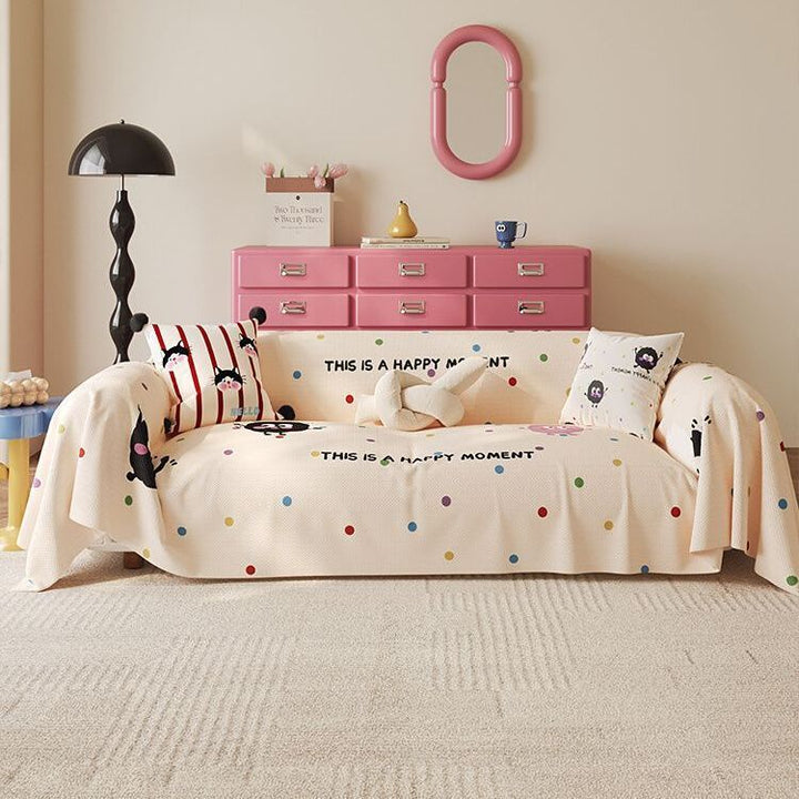 Stretch-Fit Cartoon-Print Textured Sofa Slipcover with Elasticized Corners
