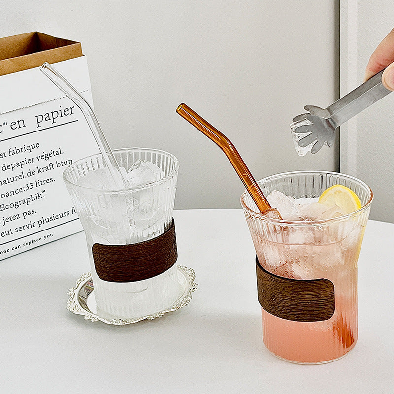 Damen Glas mit stilvollem Holzring Karnz