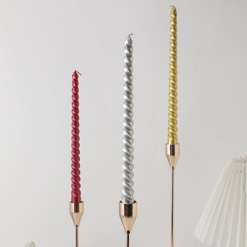Handgegossene Spiral-Dreh-Long-Profil Tropffreie Dinner-Spitzkerzen Set