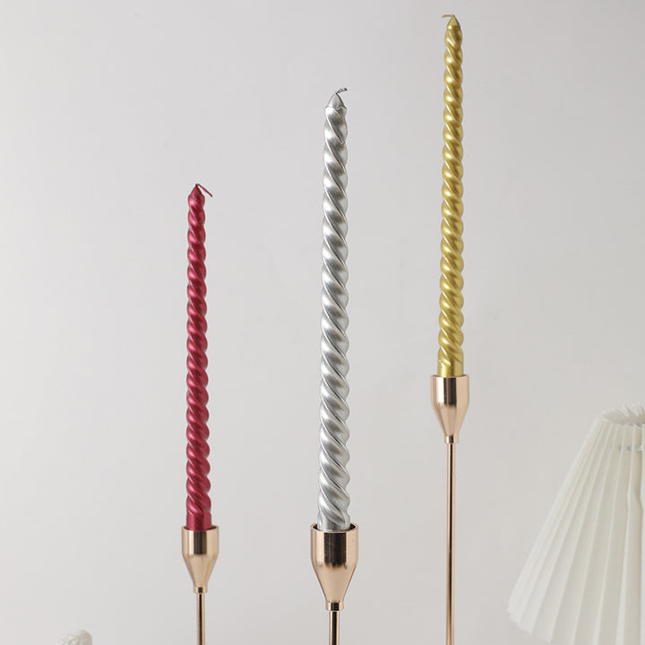 Handgegossene Spiral-Dreh-Long-Profil Tropffreie Dinner-Spitzkerzen Set