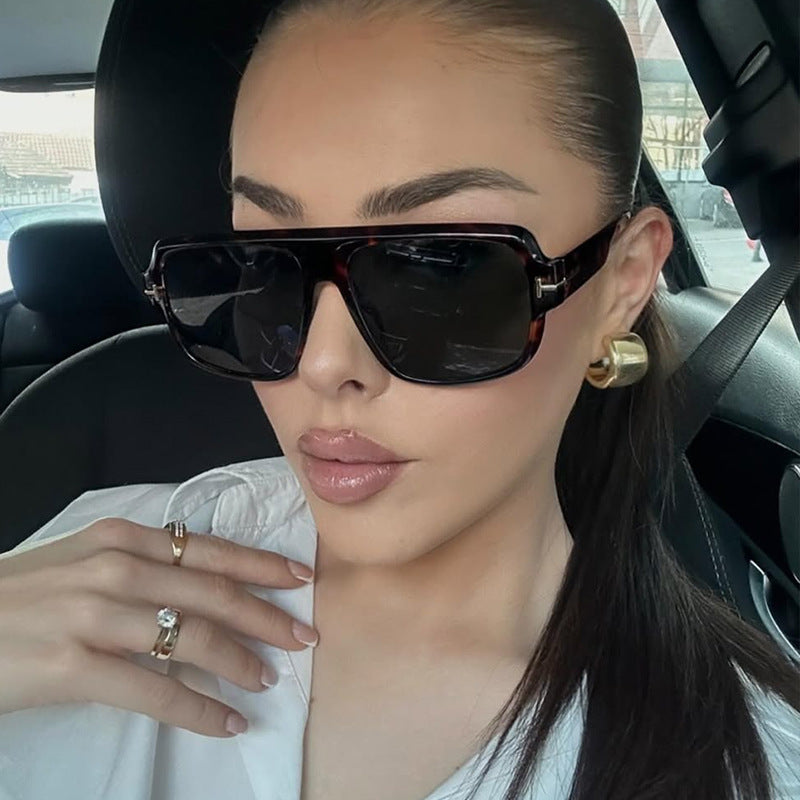 Damen modische quadratische Sonnenbrille mit trendigem Schildkrötenmuster Karnz