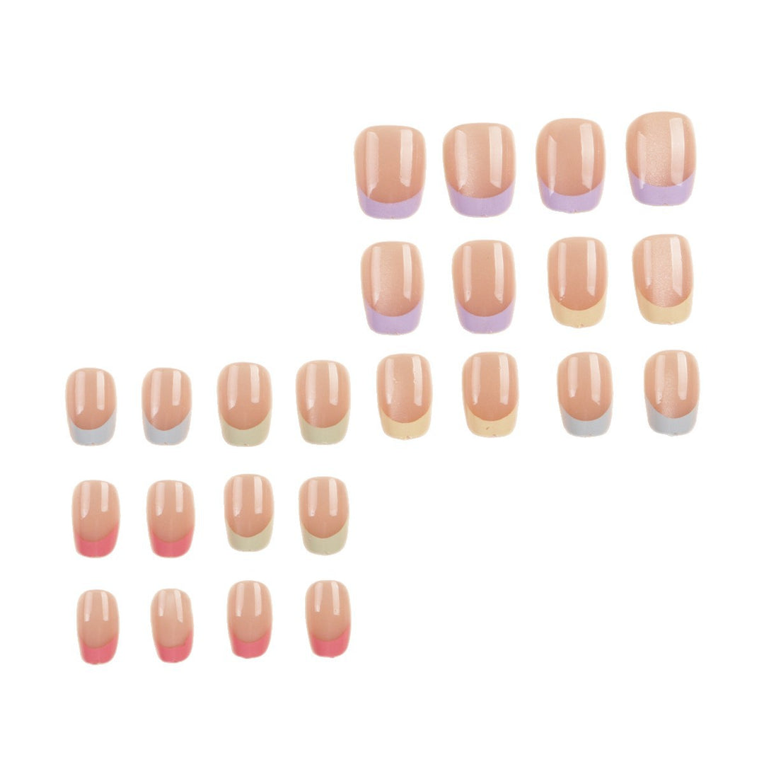 Künstlerisches farbenfrohes French Tip Press-On Nail Set Karnz